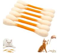 Lopheco 6 Pack Extra Large Catnip Cotton Swab Toy, Assorted Color Interactive Plush Chew Toy for Cat Home Play Training(Orange)