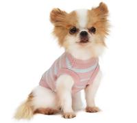 LOPHIPETS 100% Cotton Rib Dog Shirt Vest for Small Dogs Chihuahua Puppy Clothes Tank Tee-Light Pink/M