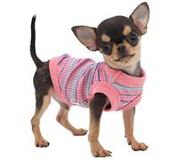 LOPHIPETS 100% Cotton Rib Dog Shirt Vest for Small Dogs Teacup Chihuahua Yorkie Puppy Clothes Tank Tee-Pink/XXS