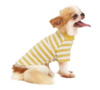 LOPHIPETS Everyday Soft Cotton Dog Short Sleeve T-Shirt for Small Dogs Breeds | Fits 10-14 lbs | Yellow and White Striped, X-Large