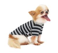 LOPHIPETS Everyday Soft Cotton Dog Short Sleeve T-Shirt for Small Dogs Breeds | Fits 6.5-10 lbs | Black and Grey Striped, Large