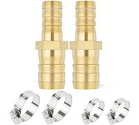 Lophtnix 2pcs Brass Hose Barb Fitting Reducer Union 1-1/4" Barbed x 3/4" Barbed with 4pcs Hose Clamps