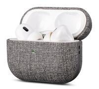 LOPIE Case for AirPods Pro 3rd Generation, Handmade for AirPods Pro 3 Case Cover with Lanyard - Made of Vegan Leather, Canvas Style - Protective Hard Shell Cover, Wireless Charging Compatible - Gray