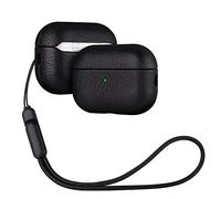 Lopie for AirPods Pro 3 Leather Case Cover, AirPod Pro Protective Hard Shell Cover Fully-Wrapped with Goat Leather, Handmade for AirPods Pro 3rd Gen Case - Black