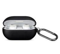 LOPIE Handmade for Beats Solo Buds Case Cover, Premium Synthetic Leather Case with Keychain, Carbon Fiber Style, Protective Hard Shell Cover for Beats Solo Buds Earbuds - Black