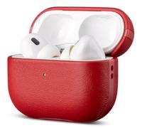 LOPIE Leather Case for AirPods Pro 3rd Generation, Handmade for AirPods Pro 3 Case Cover with Lanyard - Made of Full Grain Leather, Drop Protection Hard Shell Cover, Wireless Charging Compatible - Red