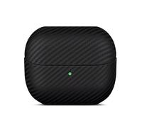 LOPIE Leather Case for Samsung Galaxy Buds 3 FE / Buds3 Pro/Samsung Buds 3 Case Cover with Lanyard - Made of Real Leather - Carbon Fiber Style - Handmade Drop Protection Hard Shell Cover - Black