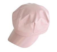 LOPILY 2019 Classic Beret Hat Newsboy Hat Holiday Soft Fashion Trend Breathable Cap Pure Color Faux Leather Flat Top Plain Hat Pink
