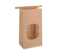 lopituwe 50PCS Bakery Bags with Window, Kraft Paper, Brown, 15.5 * 7 * 24.2CM, Disposable, Folded and Sealed Paper, Resealable with Twist Tie