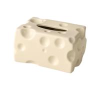 lopituwe Ceramic Tissue Paper Holder with Unique Shape Serves As Beautiful Home Accessory While Keeping Tissues Easily Accessible Ceramic Tissue Box Holder Dispenser Cover, Beige, 15.5x12x9cm