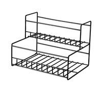 lopituwe Coffee Syrup Rack Kitchen Countertop Organizer Spice Rack Premium Metal Easy Installation Storage Solution For Bottles Kitchen Countertop Organizer Holder Shelf, Black, Double Tier Bold