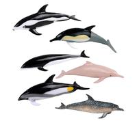 lopituwe Cute Mini Dolphin Figurines Realistic Detailed Hand Painted Animals Unique Gift Birthday Prize Cake Topper Set Realistic Detailed Dolphin Figures Cake Toppers