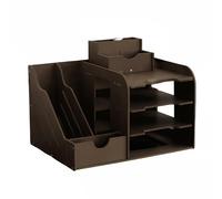 lopituwe Desktop Box, Letter Organizer, A4 Document Tray. Extra-Large Simple Stylish Versatile, Sturdy Office, and School Use, Black Walnut, 4x2 File Rack
