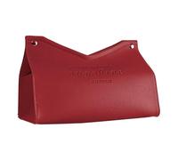 lopituwe Elegant Desktop Napkin Organizer Nordic Style Tissue Box Holder PU Leather Modern Triangle Full Capacity Modern Triangle Tissue Box Cover Large Storage, Red