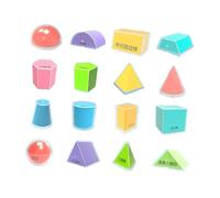 lopituwe Geometric Solids Shapes Blocks Learning Tool Teacher Aids Enhancing Geometry Comprehension Materials School Multicolored Shapes Blocks Learning Toys Teaching
