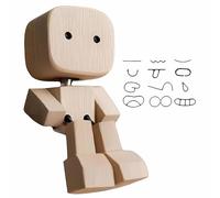 lopituwe Leg Shaking Wooden Doll Figurine Magnetic Faces And Spring Base Action Interesting Leg Shaking Action Spring Base Responds To Gentle Tapping Wooden Man Figurine, A