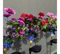 lopituwe Multi-Purpose Solar Garden Lights for Lawn and Flowers - Easy Installation Solar Flowers Azalea Lamp LED Easy to Install, Pink, Lanterns
