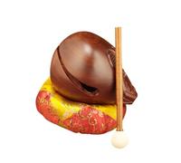 lopituwe Percussion Instrument Mokugyo With Mallet Unique Home Office Decor Children S Attention Beautiful Sound For Musical Growth Wood Fish Drum Temple Block Percussion, 3 inch