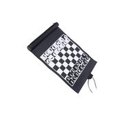 lopituwe PU Leather Folding Chess Set With Storage Pocket Family Game Nights And Travel Entertainment Options Designed PU Leather Chess Set With 32 Black And White Game Pieces. Foldable Board Size Is