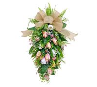 lopituwe Tulips Wreath Floral Swag Wreath With Bow Knot Front Door Decoration Creating Welcoming Atmosphere Spring Artificial Tulips Teardrop Party Supplies