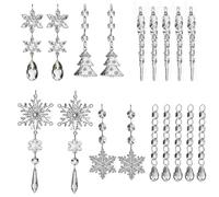 lopituwe Unique Crystal Ornaments For Christmas Tree Stunning Icicles And Snowflakes Gotas De Cristal Para Arbol De Navidad 5 Bead Garlands Icicle Ornaments, transparent