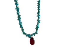 lopituwe Womens Necklace Made Of Crushed Stones Unique Natural Irregular Gravel Necklace Vintage Style Necklaces For Women Bohemian Style Necklaces (green)