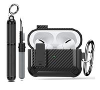 Lopnord for Airpod Pro Case Cover with Cleaner Kit, Compatible with Airpods Pro 2 Case,1st/2nd Generation (2023/2022/2019), Shockproof Lock Cover with Keychain for Men Women