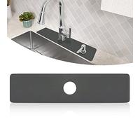 LOPNUR Faucet Mat for Kitchen Sink Cuttable, 24 Inch Long Sink Splash Guard Behind Faucet, Super Absorbent Diatomite Sink Protector Mat, Bathroom Water Splash Guard Fast Dry, Easy to Cut, Grey