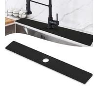 LOPNUR Faucet Mat for Kitchen Sink Cuttable, 29 Inch Extra Long Sink Splash Guard Behind Faucet, Super Absorbent Diatomite Sink Protector Mat, Bathroom Water Splash Guard Fast Dry, Easy to Cut, Black