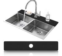 LOPNUR Faucet Mat for Kitchen Sink Cuttable, 29 Inch Extra Long Sink Splash Guard Behind Faucet, Super Absorbent Diatomite Sink Protector Mat, Bathroom Water Splash Guard Fast Dry, Easy to Cut, Black