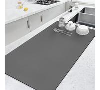 LOPNUR Kitchen Dish Drying Mat, 31.5"x17" Extra Large Dish Drying Mats for Kitchen Counter, Super Absorbent Dish Mat, Diatomite Coffee Mat Heat Resistant Mat with Anti-slip Rubber Backed (Grey,1 Pack)