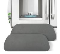LOPNUR Refrigerator Drip Tray Catcher 2 Pack - 9"x3.1" Cuttable Refrigerator Mats Hide Stains, Fridge Ice Water Dispenser Absorbent Mat for Samsung Whirlpool GE, Fridge Drip Pad (Trapezoid, Grey)
