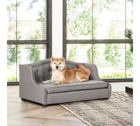 LOPOO Medium Tufted Wingback Pet Sofa Bed, Stain Resistant High Performance Polyester, Easy to Clean, Uptown Gray