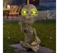 Lopoti Solar Light Rude Alien Statues Sculpture，Funny UFO Extraterrestrial Figurine for Home Garden Yard Art Outdoor Decoration.