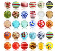 Loppdece Set of 30 Glass Balls - 25 Colourful and 5 Phosphorescent Dots Decoration or Game (15mm)