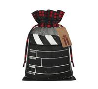 Loppott Classic Movie Clapboard Black Print Christmas Gift Bag,Reusable Christmas Bags Forholiday Party Favor Supplies Gifts
