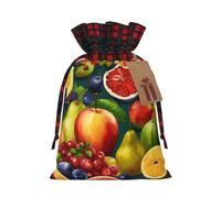 Loppott Healthy Food Print Christmas Gift Bag,Reusable Christmas Bags Forholiday Party Favor Supplies Gifts