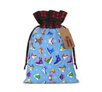 Loppott Hockey Elements Creative Patterned Print Christmas Gift Bag,Reusable Christmas Bags Forholiday Party Favor Supplies Gifts