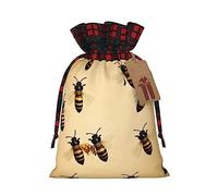 Loppott Honey Bee Print Christmas Gift Bag,Reusable Christmas Bags Forholiday Party Favor Supplies Gifts