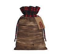Loppott Rustic Old Barn Wood Print Christmas Gift Bag,Reusable Christmas Bags Forholiday Party Favor Supplies Gifts