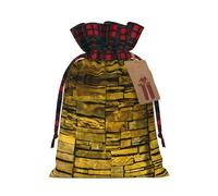 Loppott Rustic Rocks Brick Wall Print Christmas Gift Bag,Reusable Christmas Bags Forholiday Party Favor Supplies Gifts