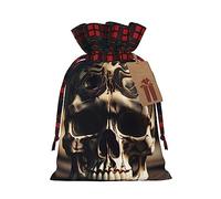 Loppott Skull Rock Roll Skeleton Bone Print Christmas Gift Bag,Reusable Christmas Bags Forholiday Party Favor Supplies Gifts