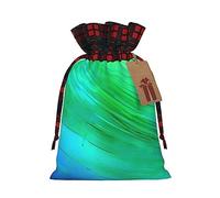 Loppott Teal Blue Pattern Print Christmas Gift Bag,Reusable Christmas Bags Forholiday Party Favor Supplies Gifts