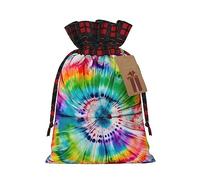 Loppott Tie Dye Hippies Print Christmas Gift Bag,Reusable Christmas Bags Forholiday Party Favor Supplies Gifts, Black, Small