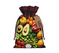 Loppott Vegetable Fruit Print Christmas Gift Bag,Reusable Christmas Bags Forholiday Party Favor Supplies Gifts