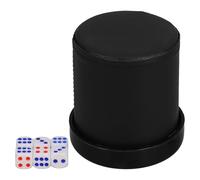 LOPUNER 1 Set Dice Cup with Lid Includes 6 Dices, Shaker Cup PU Leather Surface Velvet Interior Quiet in Shaking for Bar Party Liar's Board/Poker Games