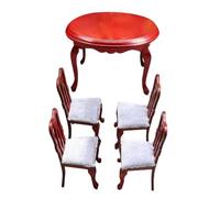 LOPUNER 1 Set Miniature Furniture Model Set European Style Dining Table and Chairs for Dollhouse Versatile Decoration for Home Office Great Wood Material Elegant Design