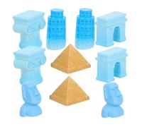 LOPUNER 1 Set Miniature World Famous Building Models Ancient Architecture Figures Including Pyramid Leaning Tower Moai Statue Arch and Roman Pillar for Dollhouse and Micro Landscape Decor