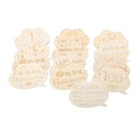LOPUNER 1 Set Newborn Milestone Cards Wooden Growth Cards for Birth Announcement Photo Props High End Engraved Design for Capturing Precious Moments Natural Grain Finish