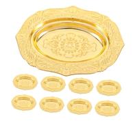 LOPUNER 12pcs Gold Reusable Dinner Charger Plates European Style Dessert Tray for Weddings Parties Hotel Snacks Fruit Appetizer Display